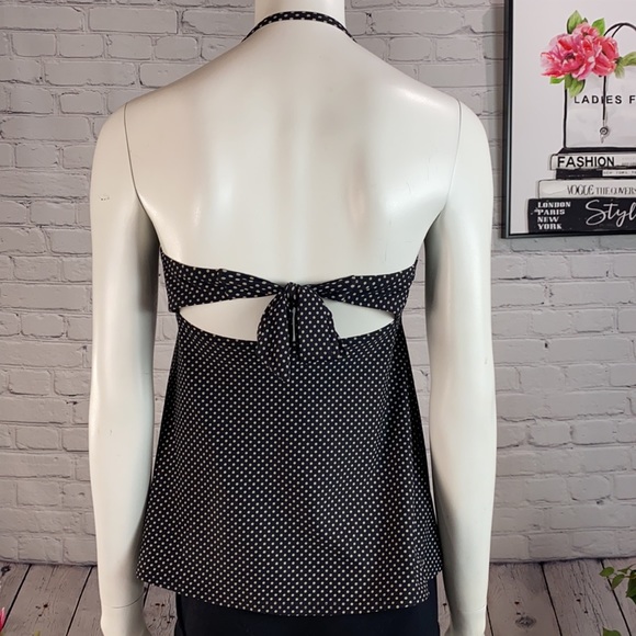 DKNY Black w/Tan Dots Tankini Top Size: S\CH\P - Picture 4 of 17